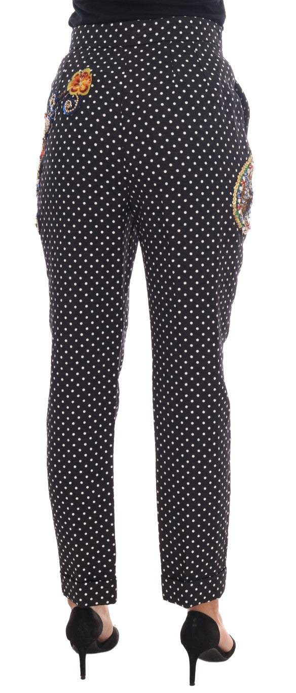 - Elegant Polka Dot Embellished Trousers