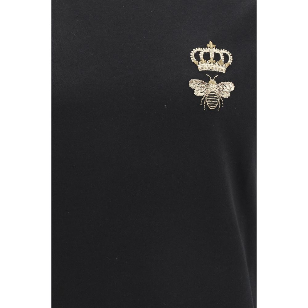 Dolce & Gabbana Cotton T-Shirt with Embroidered Bee and Crown