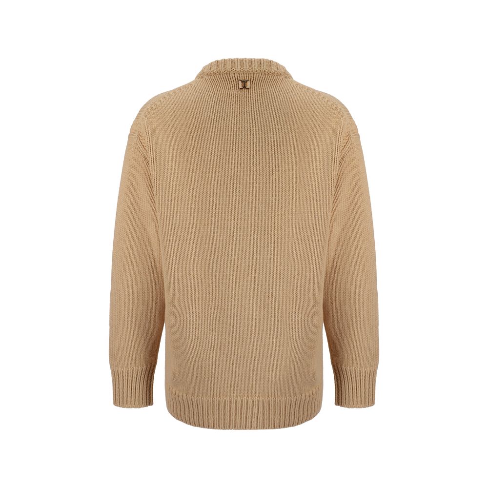 Chloé Cashmere Sweater in Beige with Ribbed Details