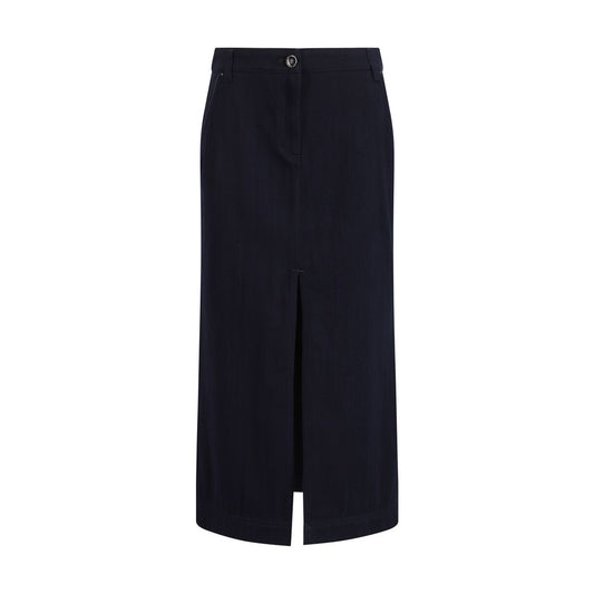 Giorgio Armani Blue Cotton Midi Skirt