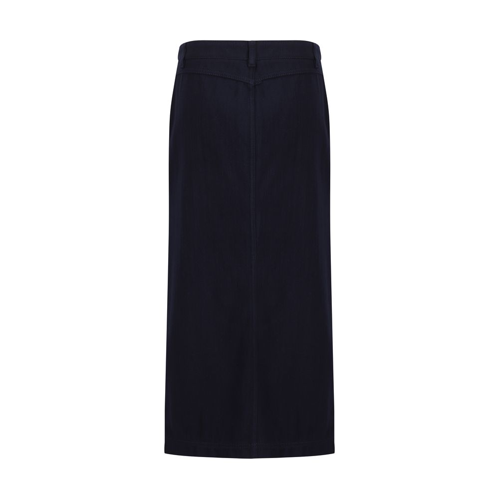 Giorgio Armani Blue Cotton Midi Skirt