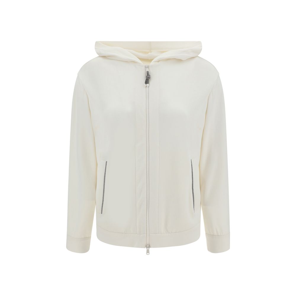 Brunello Cucinelli Cotton Hoodie with Jewel Detail
