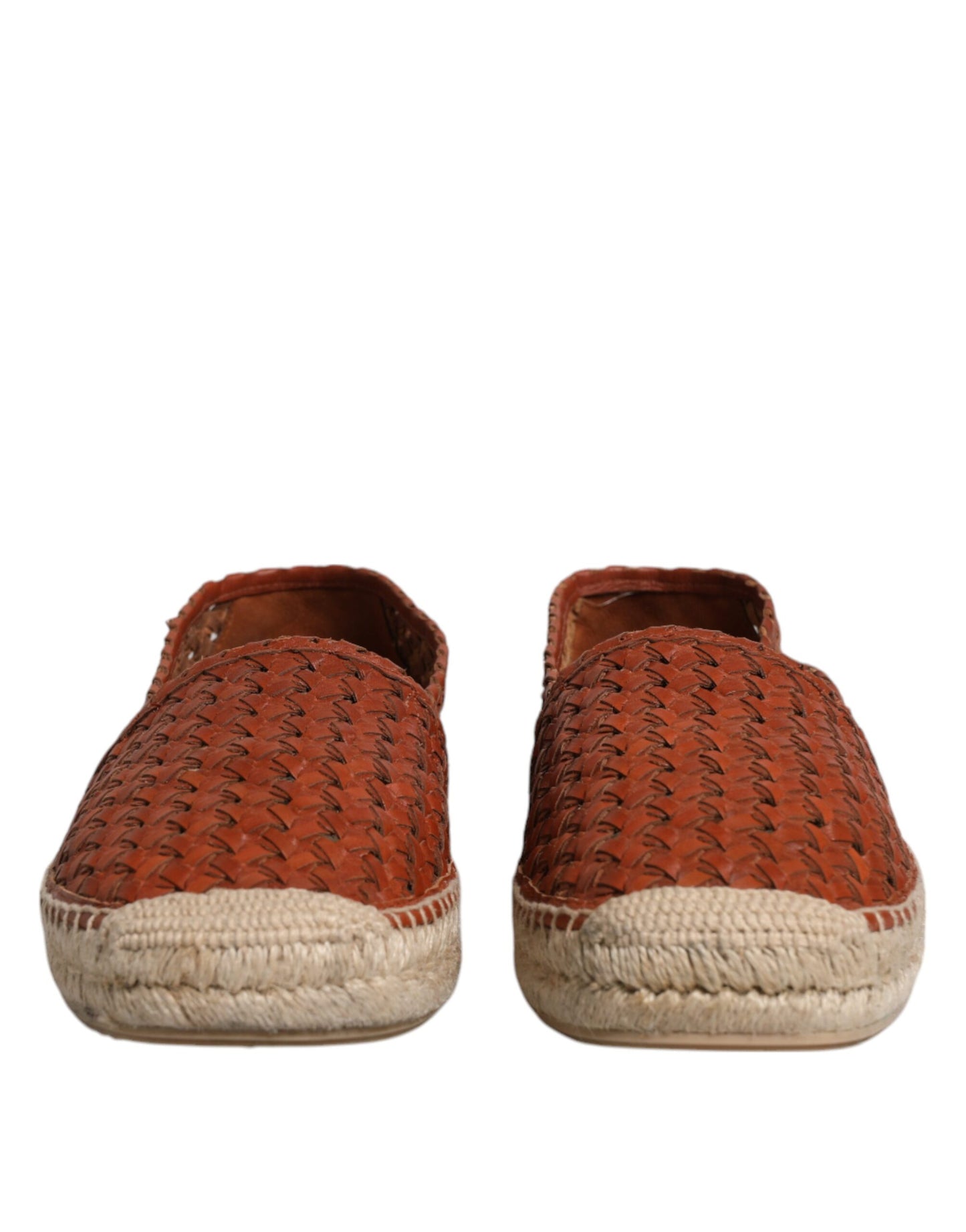Dolce & Gabbana Maroon Woven Leather Men's Espadrille Shoes