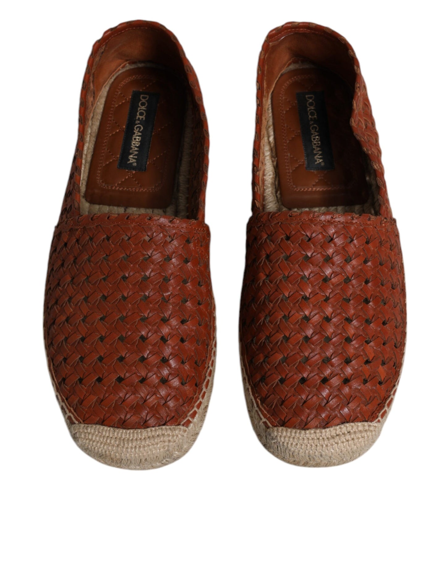 Dolce & Gabbana Maroon Woven Leather Men's Espadrille Shoes