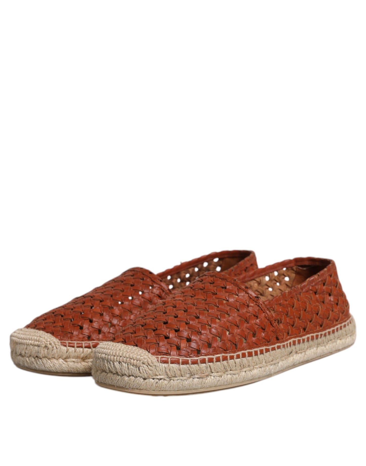 Dolce & Gabbana Maroon Woven Leather Men's Espadrille Shoes