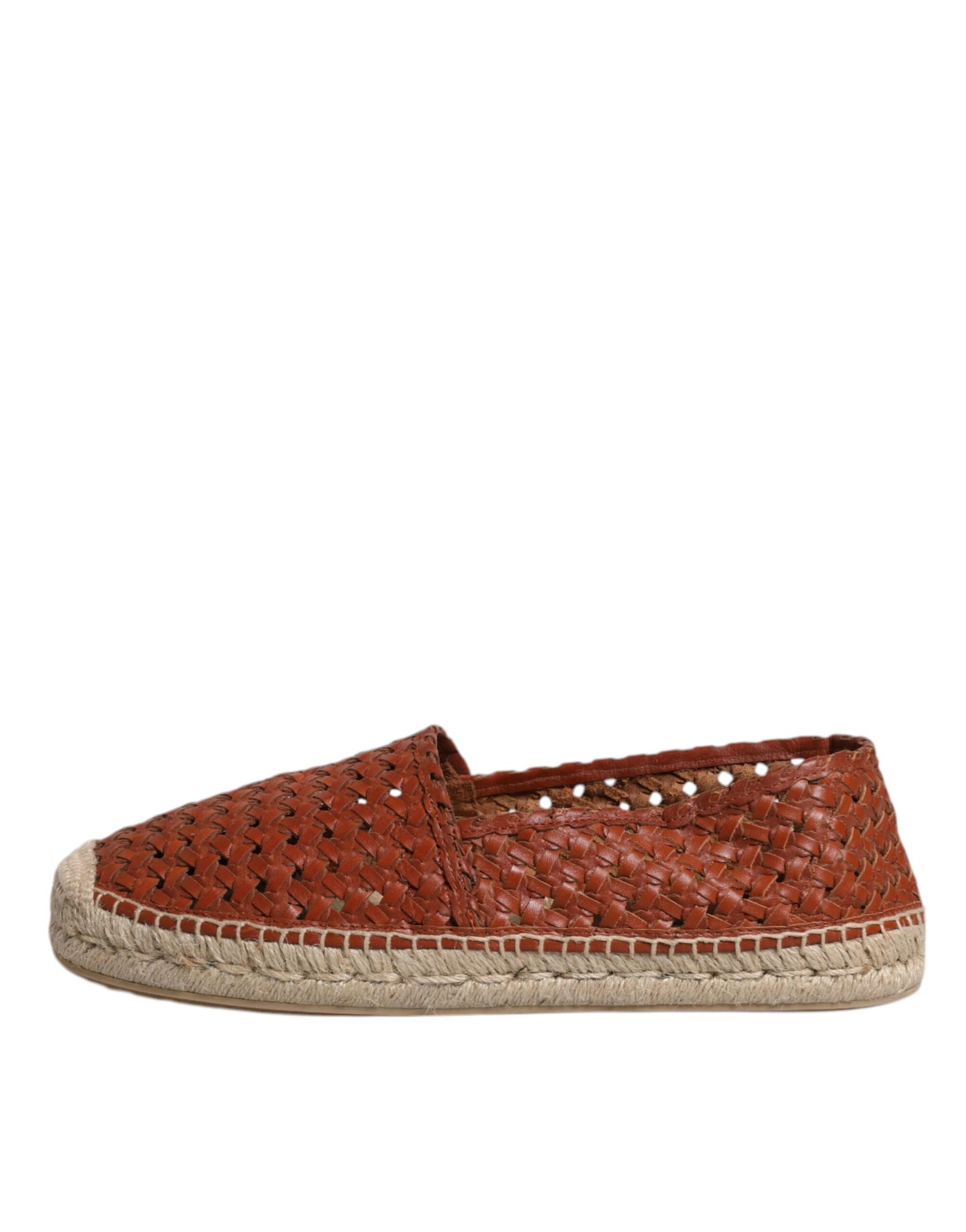 Dolce & Gabbana Maroon Woven Leather Men's Espadrille Shoes