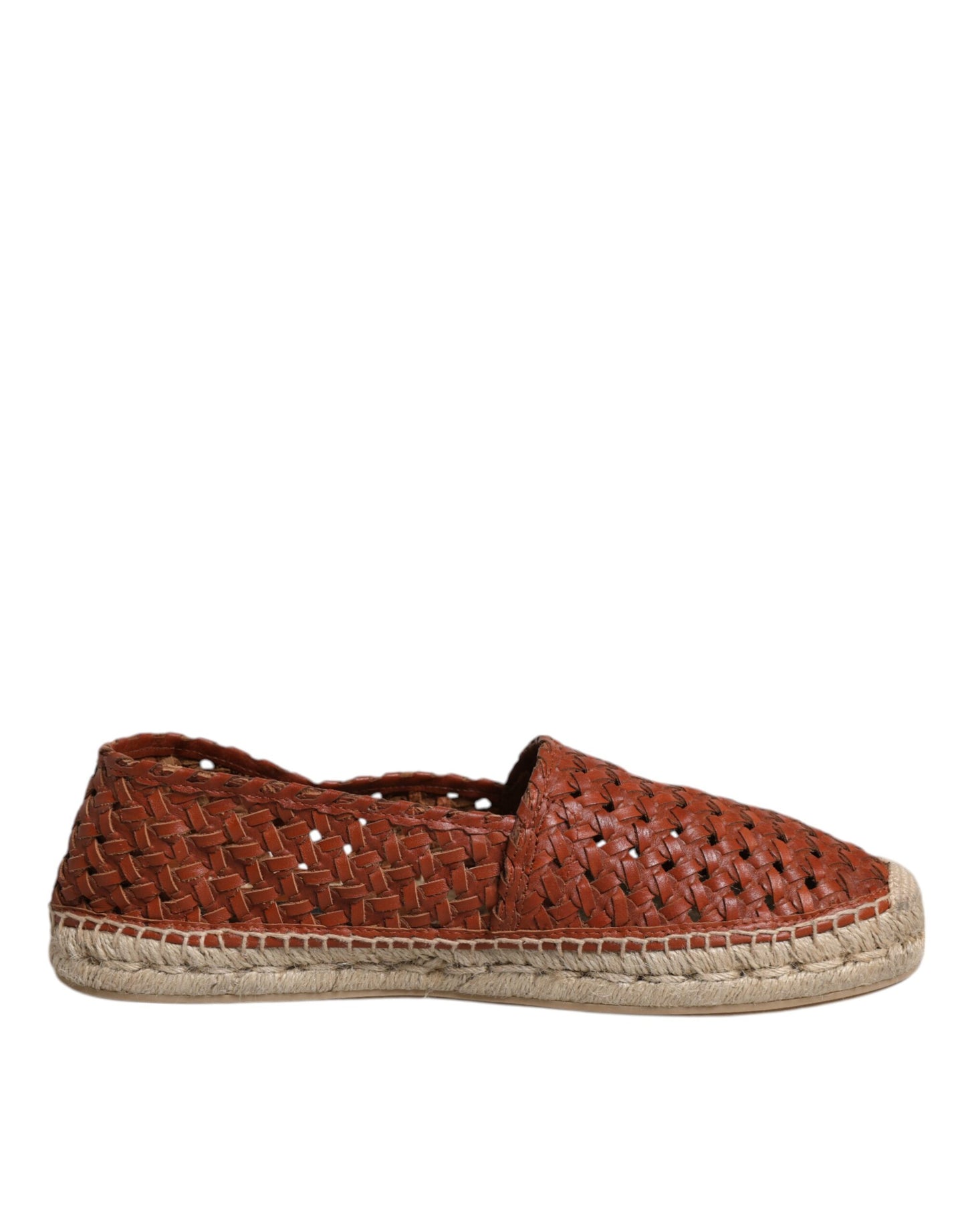 Dolce & Gabbana Maroon Woven Leather Men's Espadrille Shoes