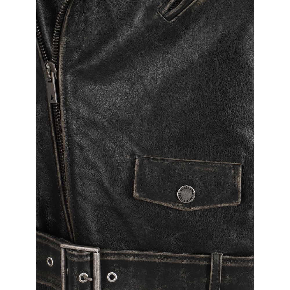 Golden Goose Black Leather Biker Jacket