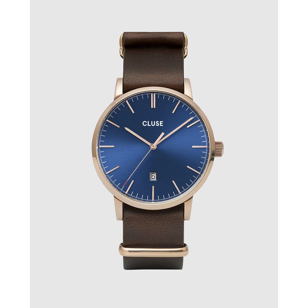 Cluse Women's Brown Leather Watch with Blue Dial