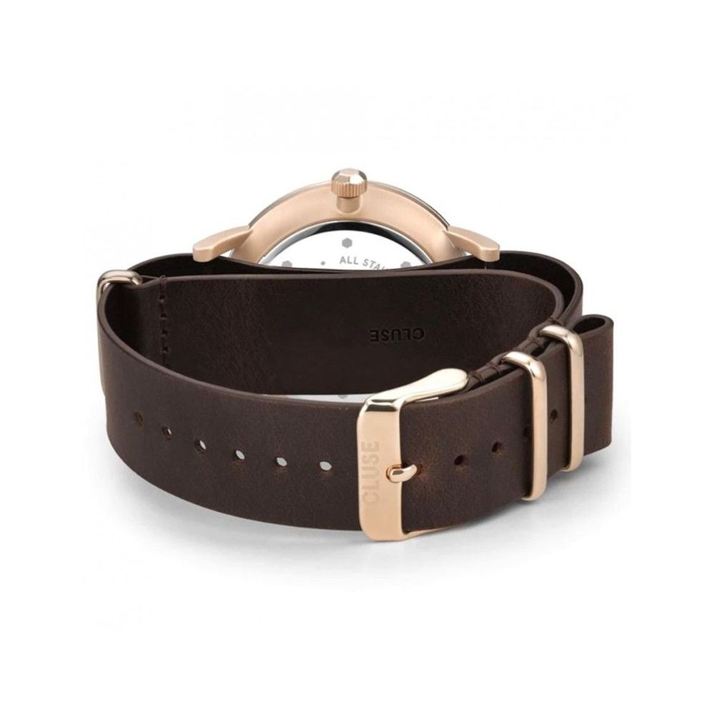 Cluse Women's Brown Leather Watch with Blue Dial