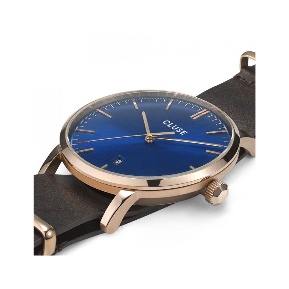 Cluse Women's Brown Leather Watch with Blue Dial