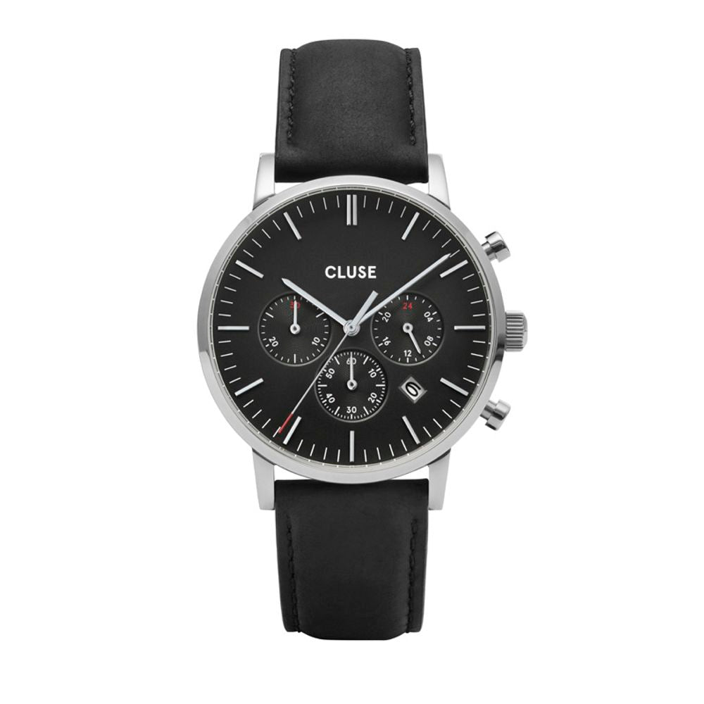 Cluse Women's Black Leather Watch - Elegant Timeless Piece