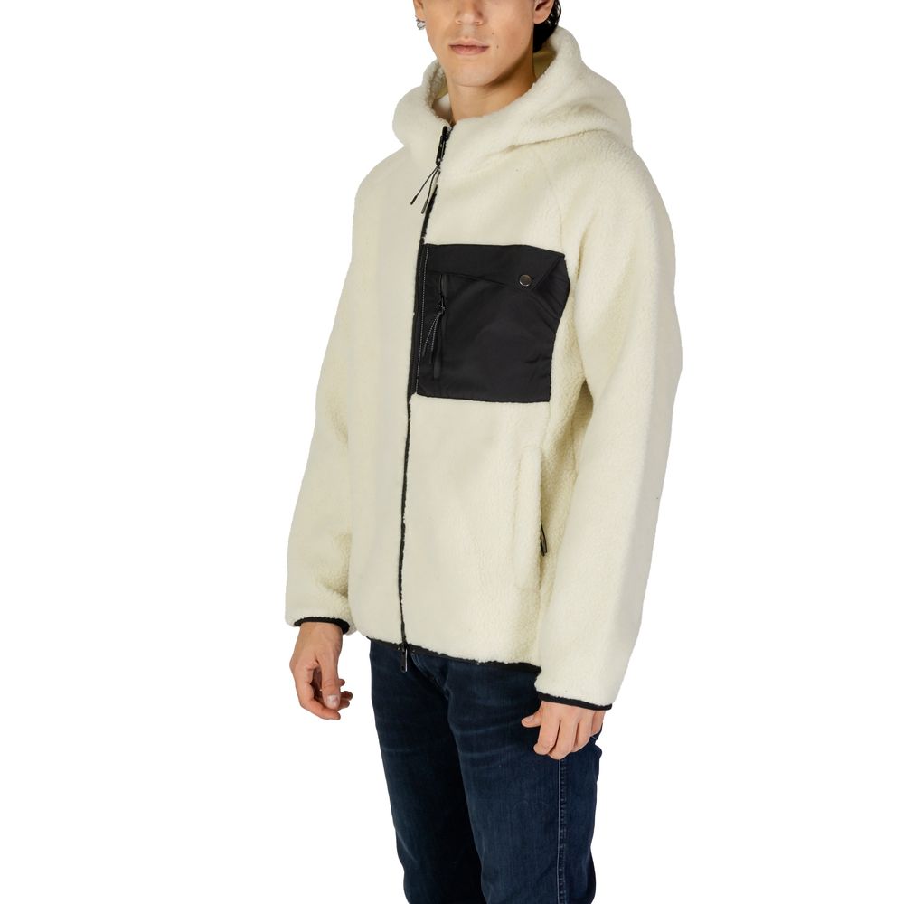 Hydra Clothing - Men's Cream & Black Fleece Hooded Zip-Up Jacket