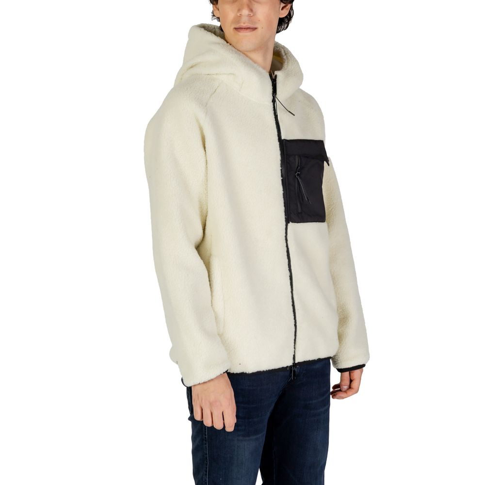 Hydra Clothing - Men's Cream & Black Fleece Hooded Zip-Up Jacket