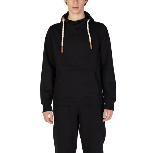 Hydra Clothing - Men's Black Cotton Hoodie with Rope Drawstrings