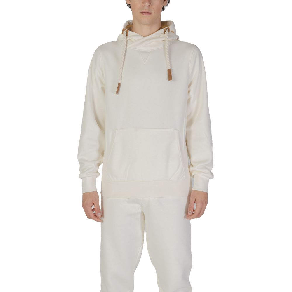 Hydra Clothing - Men's Cream Cotton Hoodie with Rope Detail Drawstrings