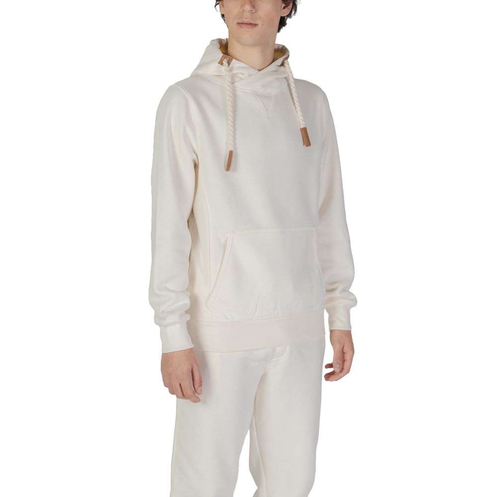 Hydra Clothing - Men's Cream Cotton Hoodie with Rope Detail Drawstrings