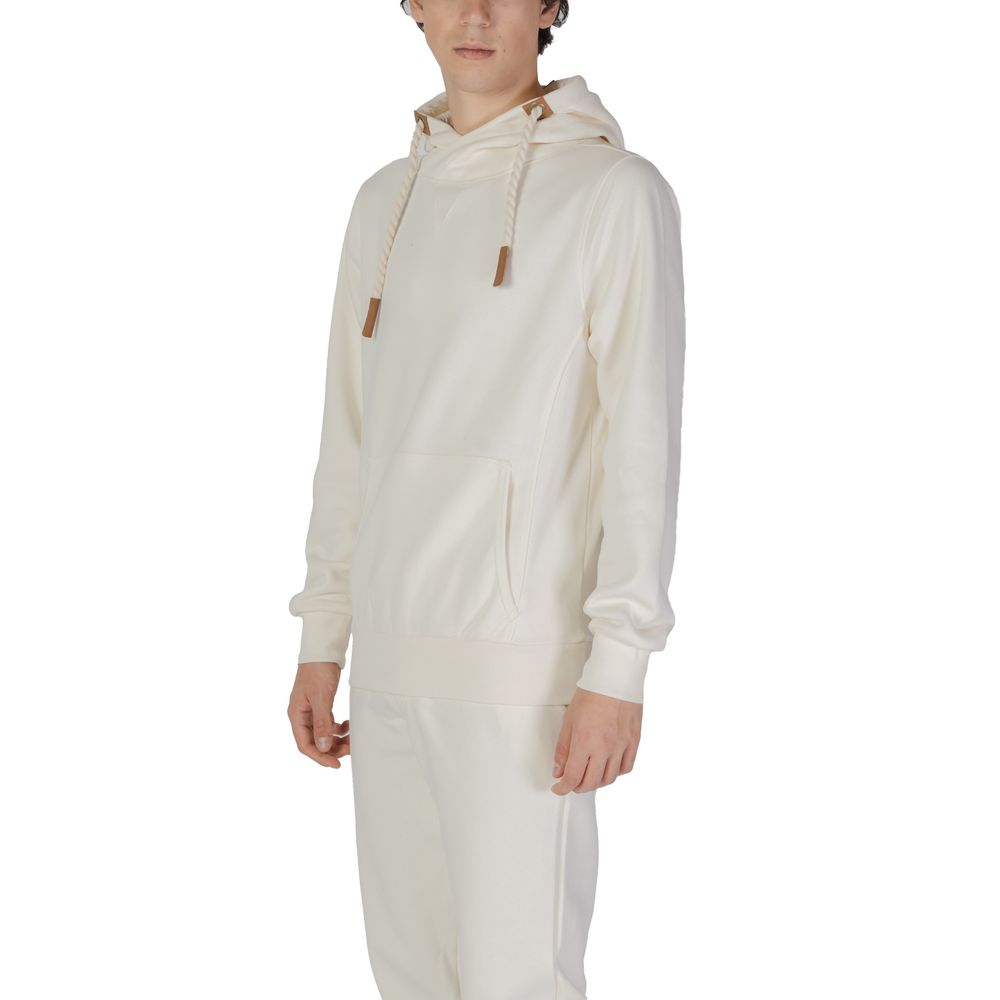 Hydra Clothing - Men's Cream Cotton Hoodie with Rope Detail Drawstrings