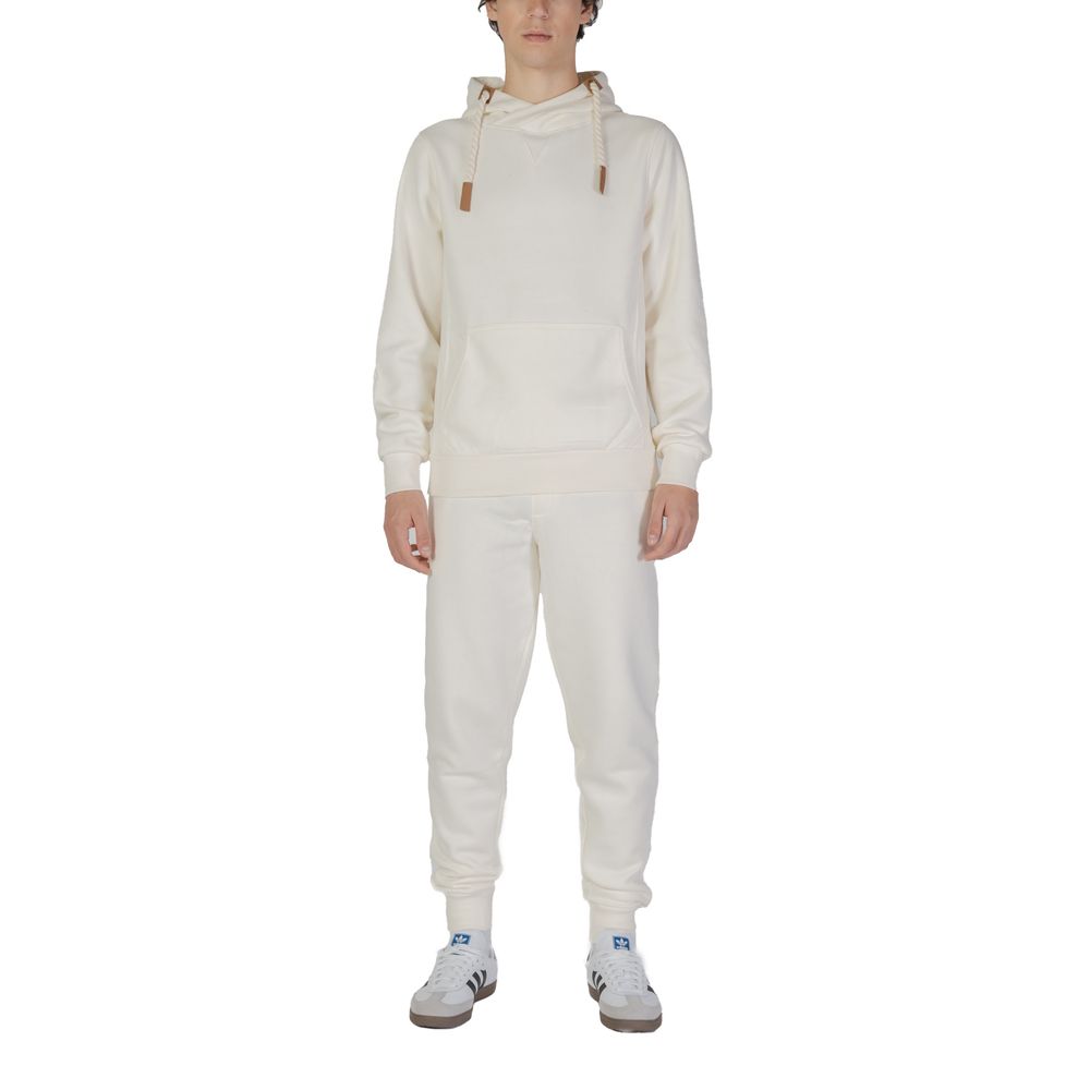 Hydra Clothing - Men's Cream Cotton Hoodie with Rope Detail Drawstrings