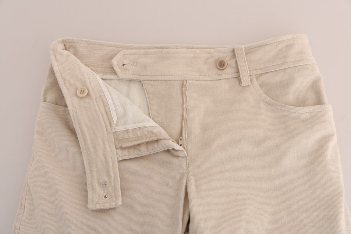 - Chic Beige Corduroy Skinny Slim Fit Pants