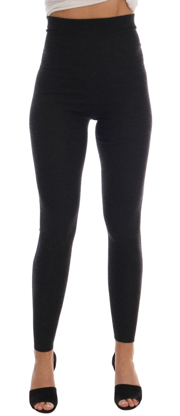 - Elegant Gray Cashmere High Waist Pants