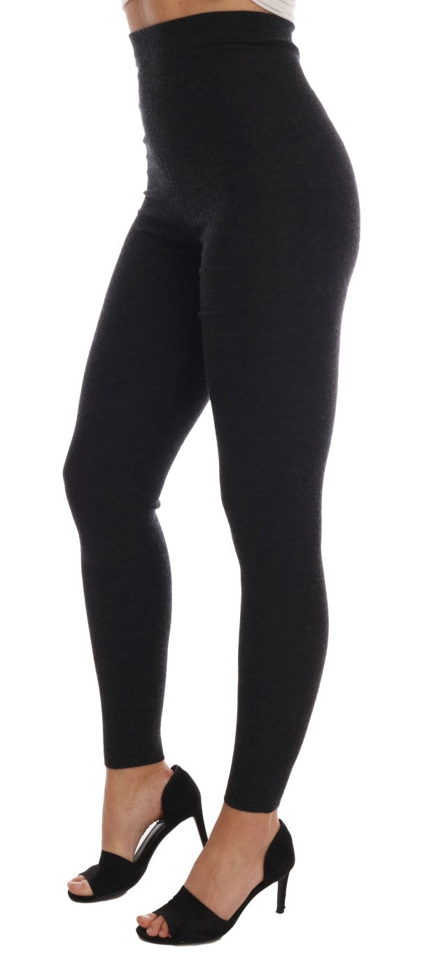 - Elegant Gray Cashmere High Waist Pants
