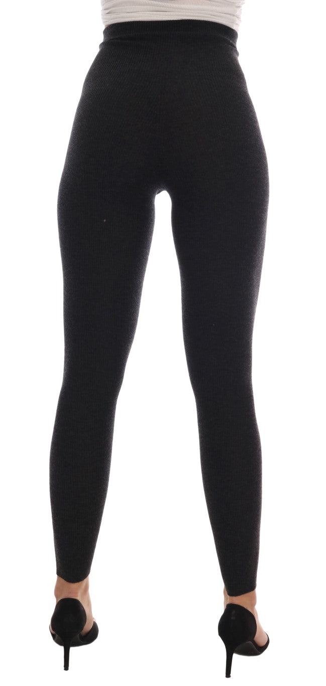 - Elegant Gray Cashmere High Waist Pants