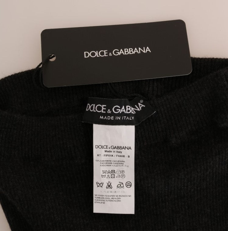 - Elegant Gray Cashmere High Waist Pants