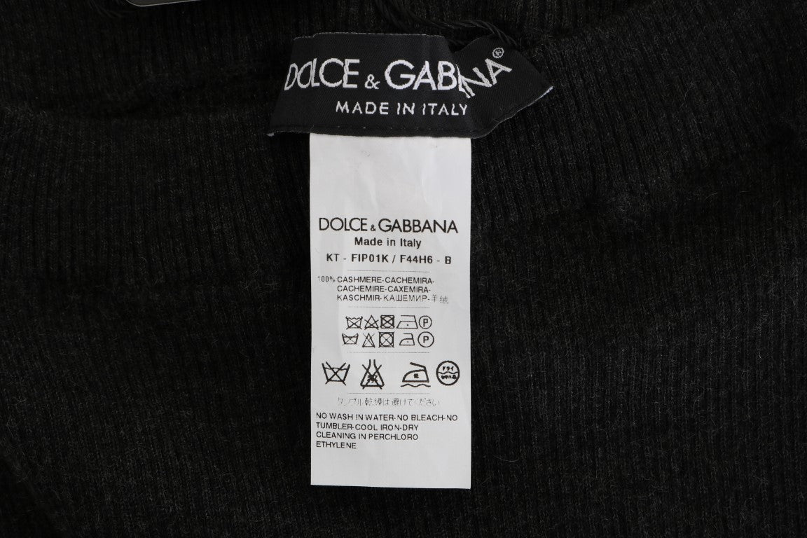 - Elegant Gray Cashmere High Waist Pants