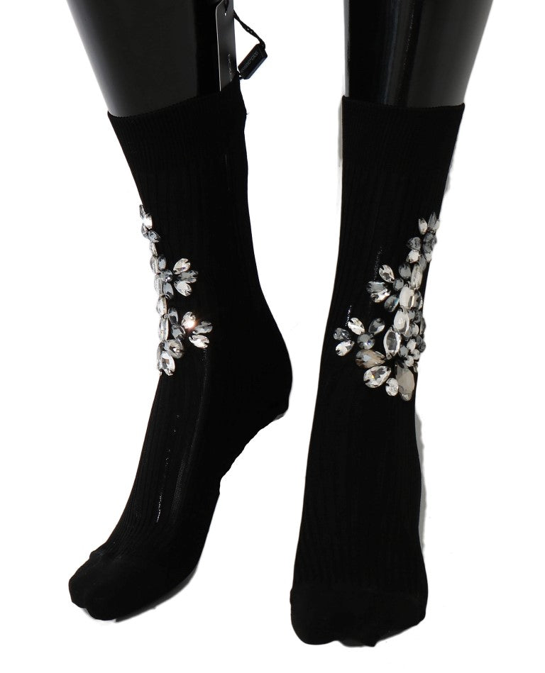 - Crystal Embellished Black Knit Stockings