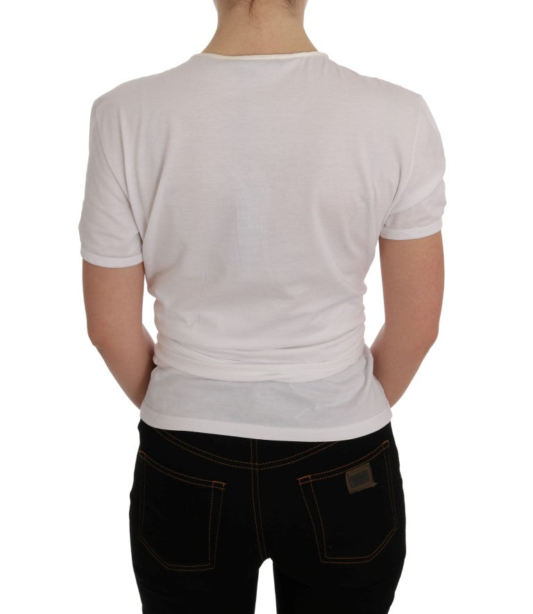 - Elegant White Wrap Blouse with Crystal Accents