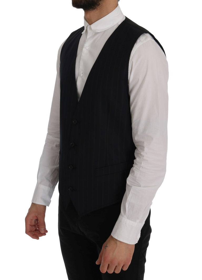 - Elegant Striped Wool Blend Vest Waistcoat