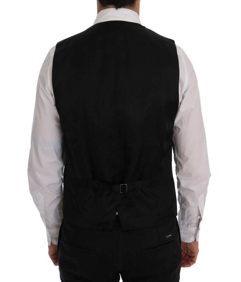 - Elegant Striped Wool Blend Vest Waistcoat