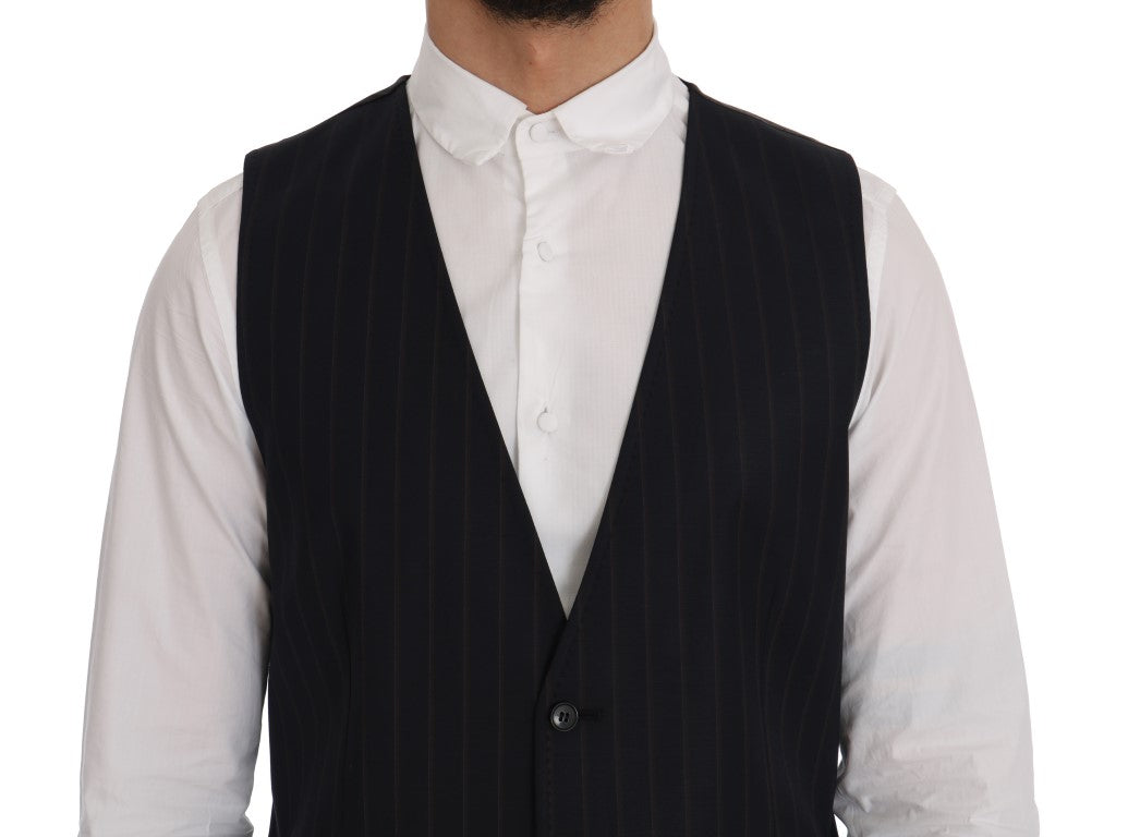 - Elegant Striped Wool Blend Vest Waistcoat