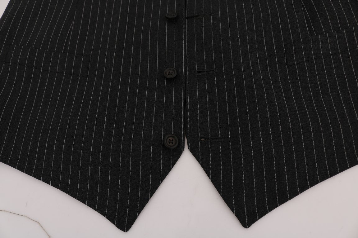 - Elegant Gray Striped Vest Waistcoat