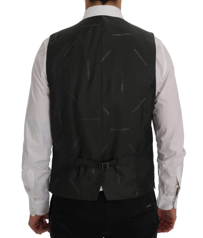 - Elegant Gray Striped Single Breasted Vest