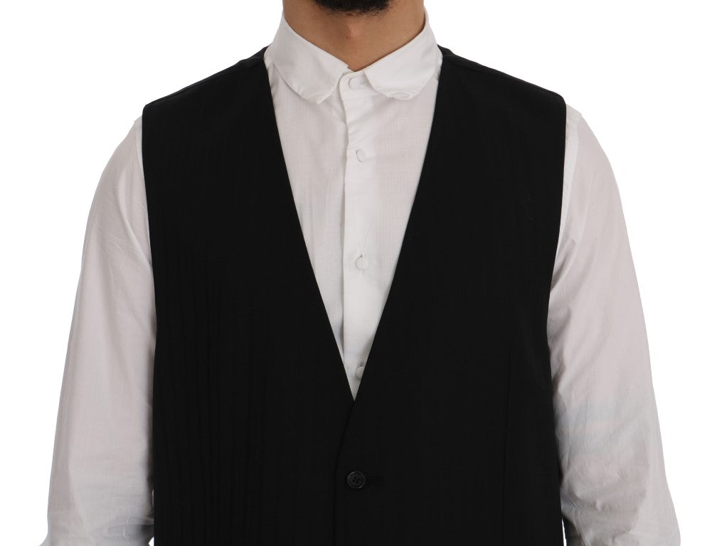 - Elegant Striped Wool Blend Waistcoat Vest