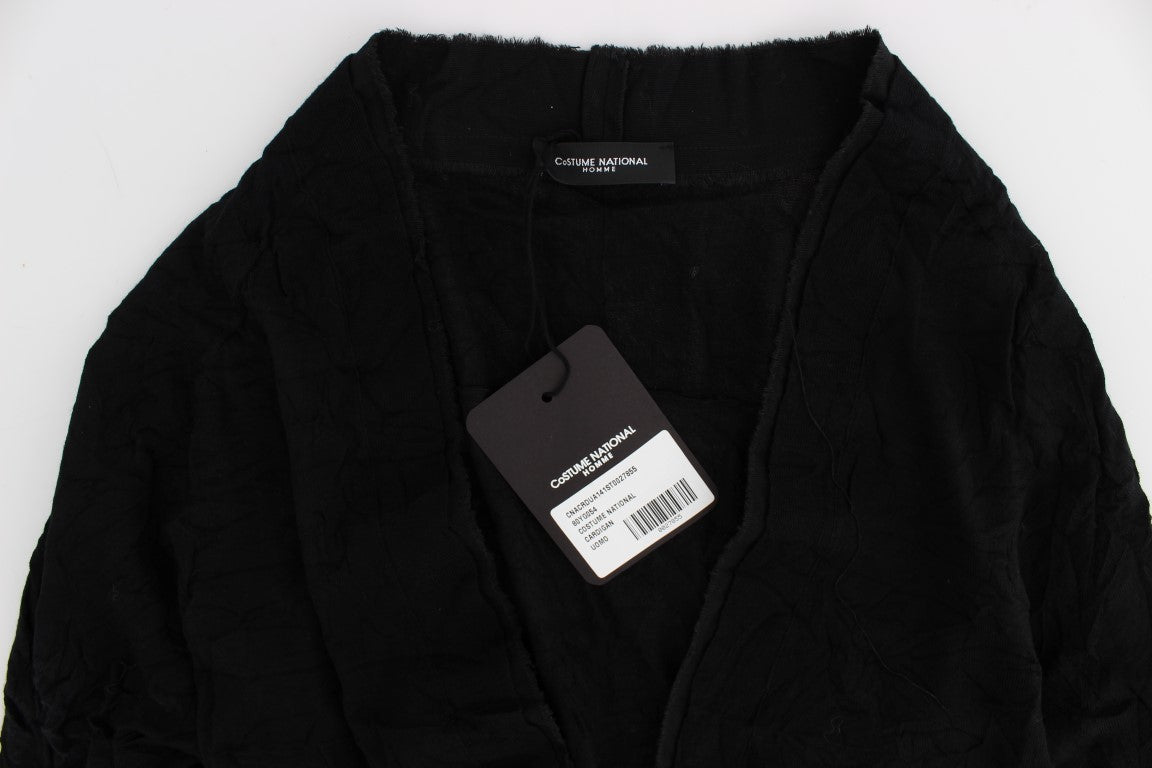 - Elegant Black Merino Wool Cardigan