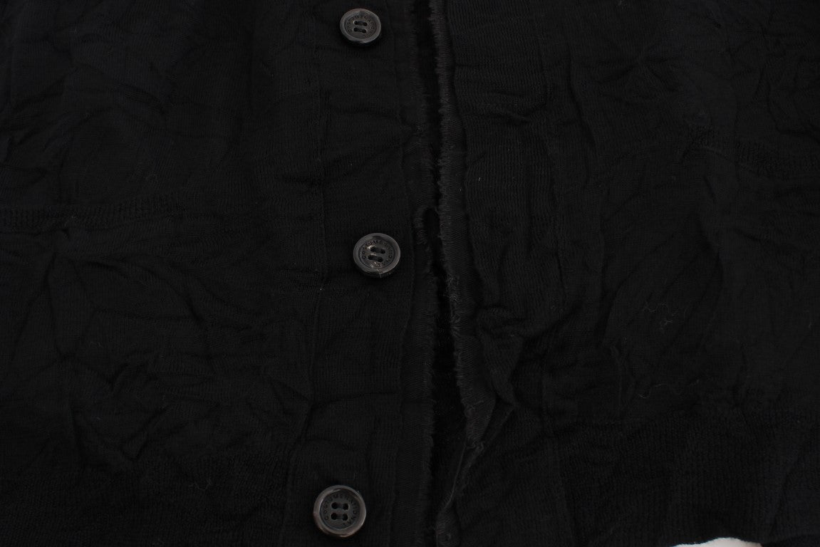 - Elegant Black Merino Wool Cardigan