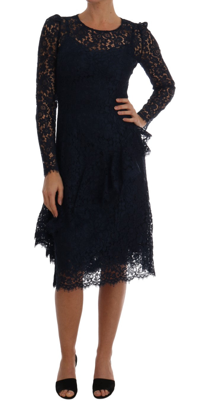 - Elegant Floral Lace A-Line Dress