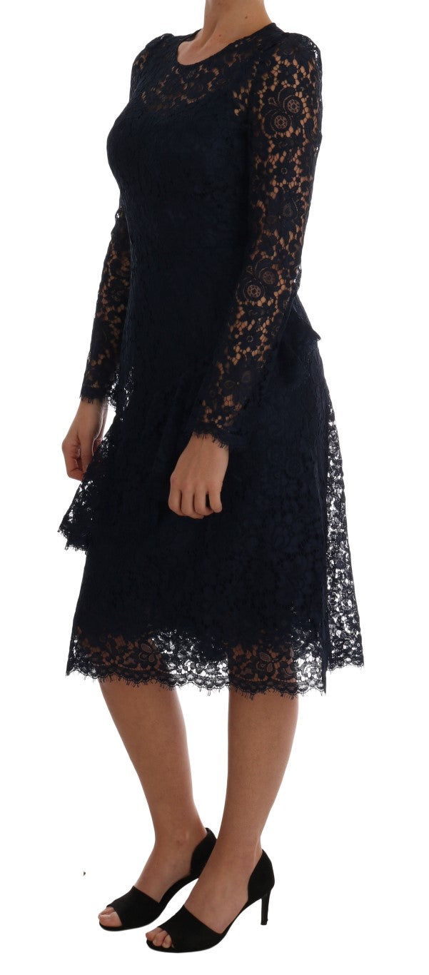 - Elegant Floral Lace A-Line Dress
