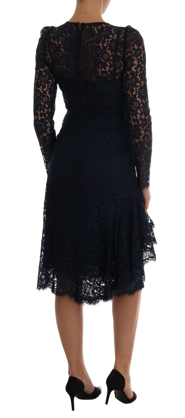 - Elegant Floral Lace A-Line Dress