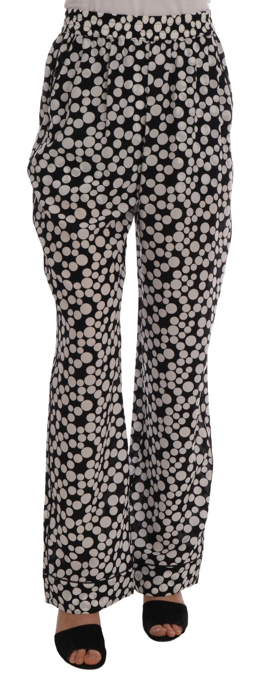 - Elegant Polka Dot Silk High-Waist Pants