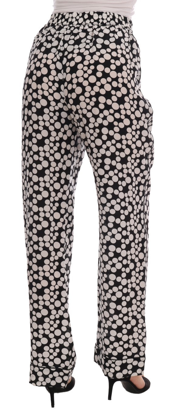 - Elegant Polka Dot Silk High-Waist Pants