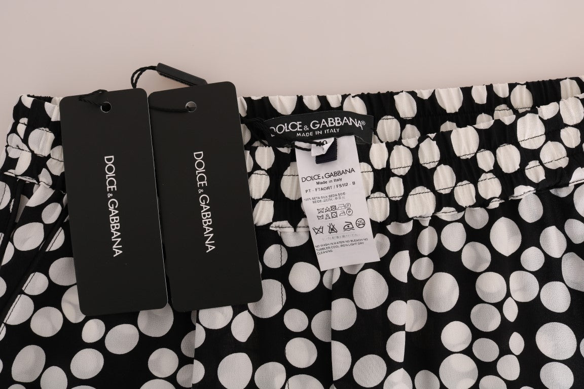 - Elegant Polka Dot Silk High-Waist Pants