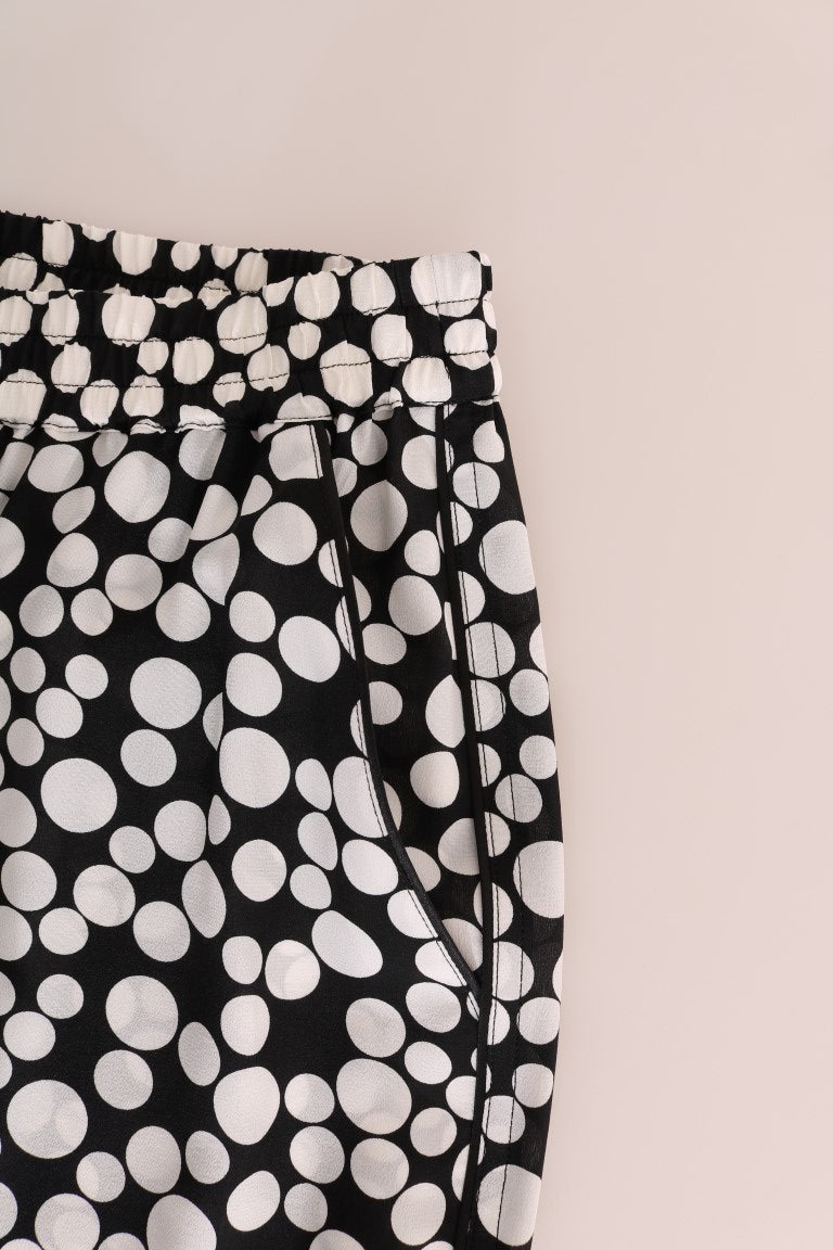 - Elegant Polka Dot Silk High-Waist Pants