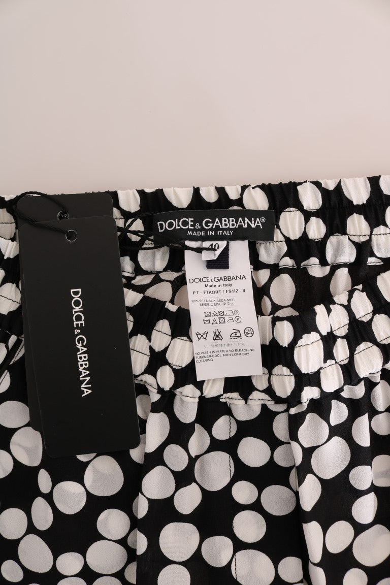- Elegant Polka Dot Silk High-Waist Pants