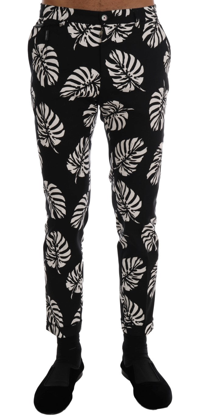 - Slim Fit Leaf Print Ankle Pants