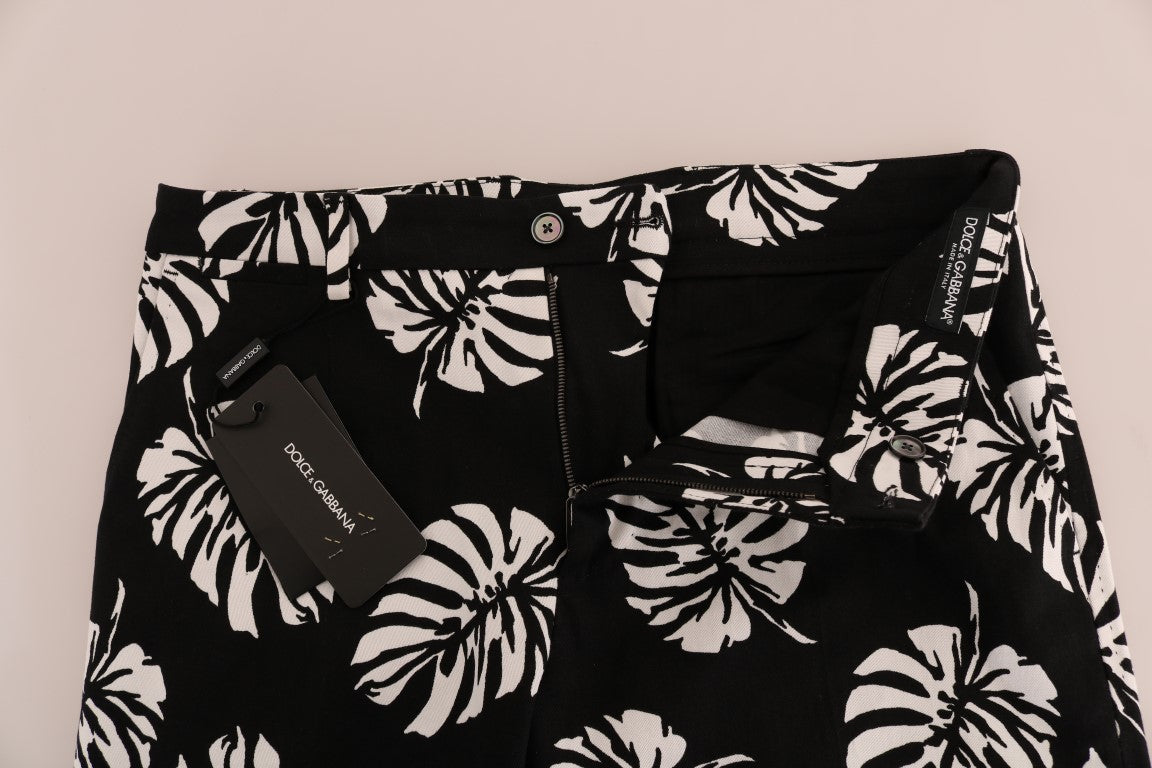 - Slim Fit Leaf Print Ankle Pants