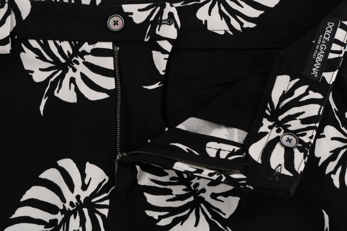 - Slim Fit Leaf Print Ankle Pants